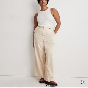 Corduroy Harlow Wide-Leg Pants in Alabaster
